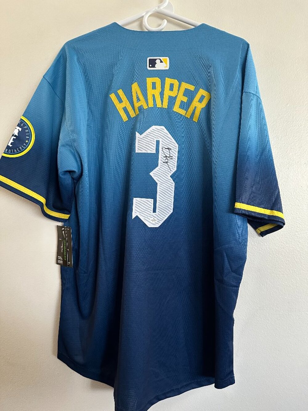 BRYCE HARPER SIGNED PHILADELPHIA PHILLIES AUTOGRAPHED NIKE JERSEY W/COA XL 14-03